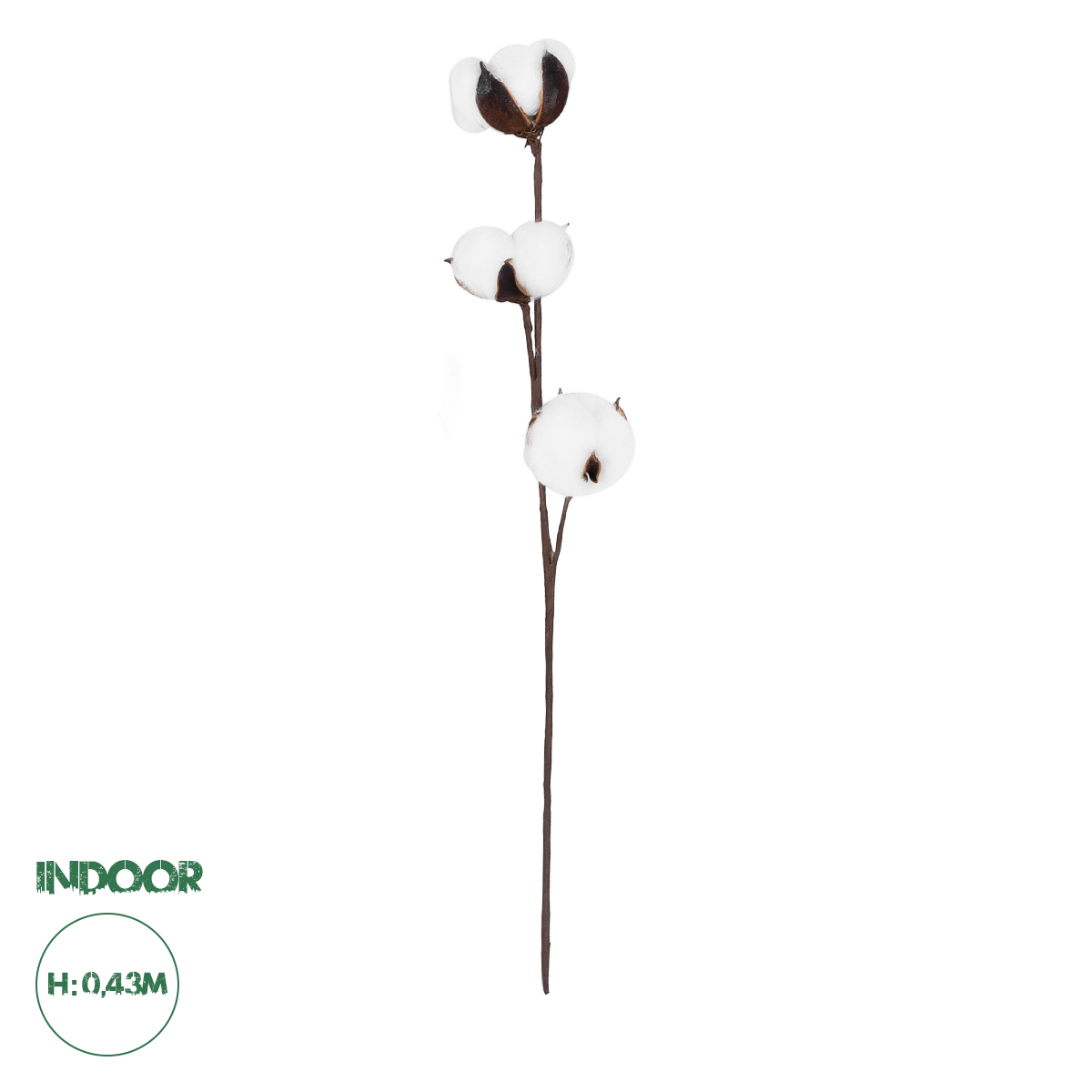 GloboStar® Artificial Garden COTTON BRANCH 20493 Τεχνητό Διακοσμητικό Κλαδί βαμβάκι Υ43cm