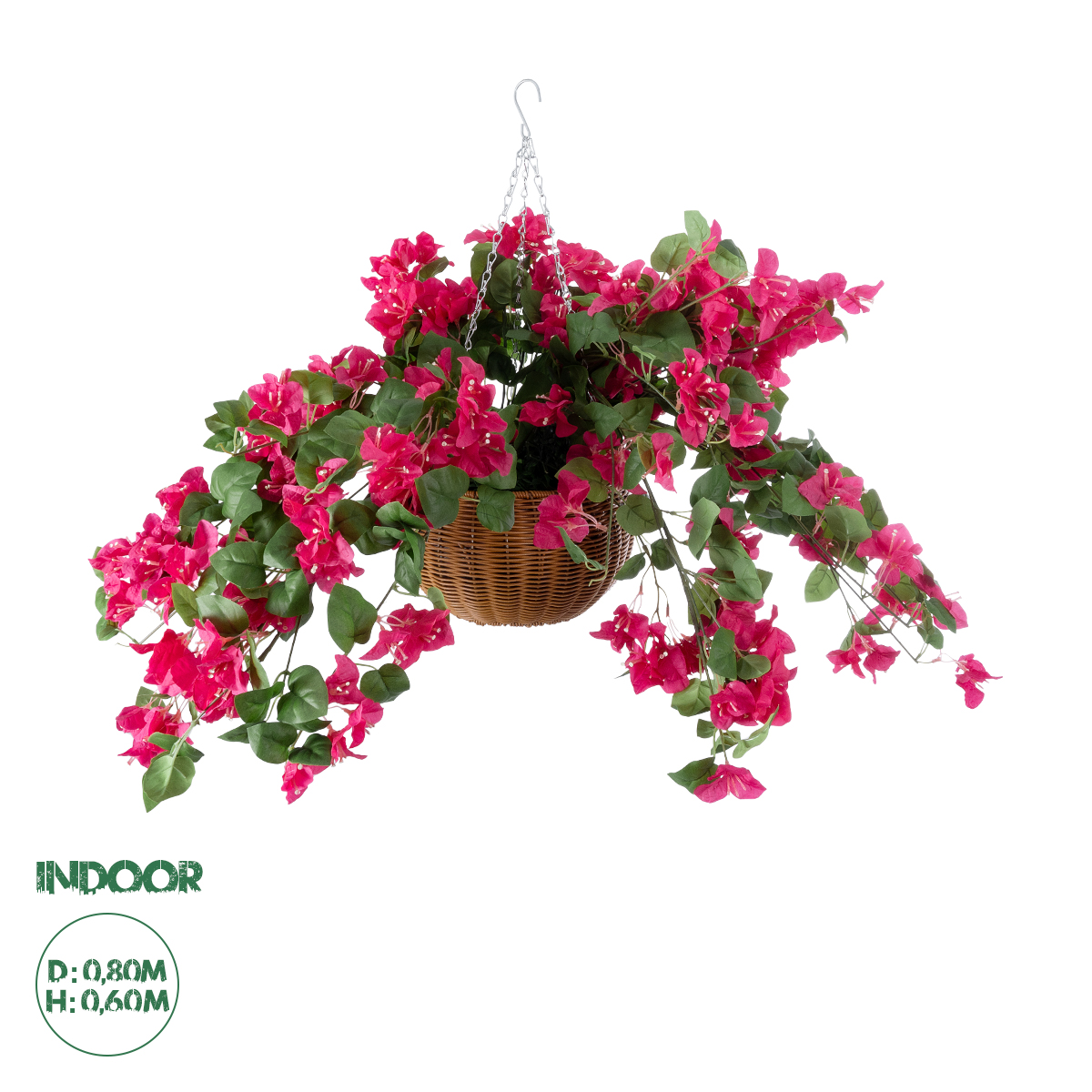 GloboStar® Artificial Garden RHODODENDRON HANGING PLANT 20634 Τεχνητό Κρεμαστό Διακοσμητικό Φυτό Τριανταφυλλιάς Y60cm