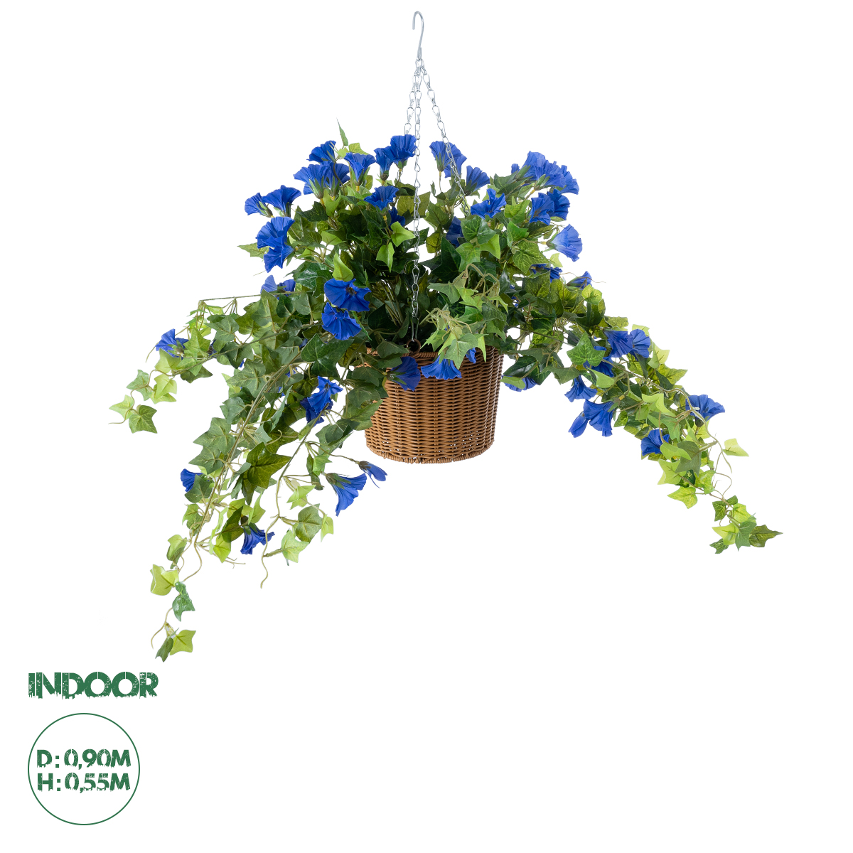 GloboStar® Artificial Garden MORNING GLORY HANGING PLANT 20636 Τεχνητό Κρεμαστό Διακοσμητικό Φυτό Ορτανσίας Y55cm