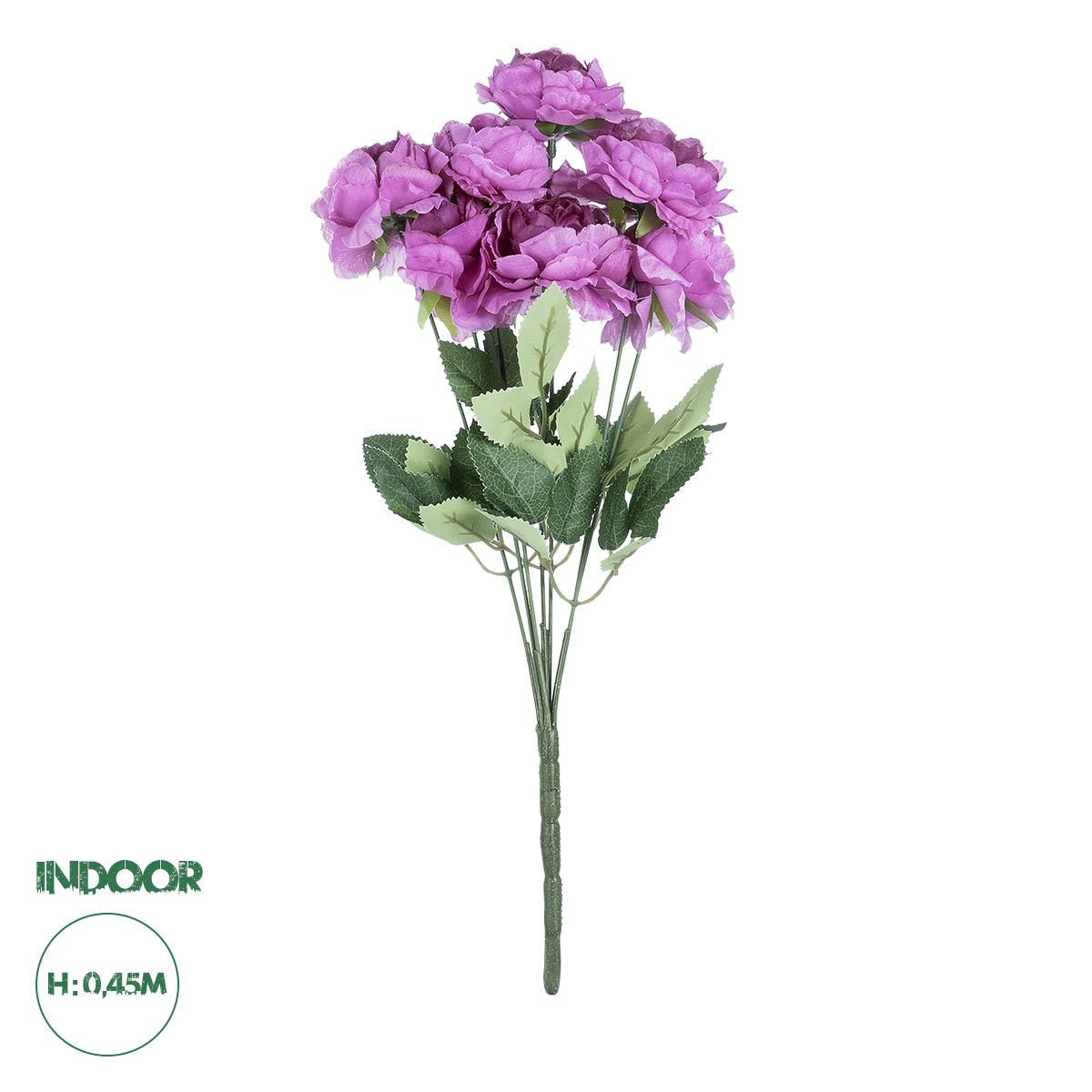 GloboStar® Artificial Garden PURPLE PEONY FLOWER BRANCH 21080 Τεχνητό Διακοσμητικό Μπουκέτο Μώβ Παιώνιας Y45cm