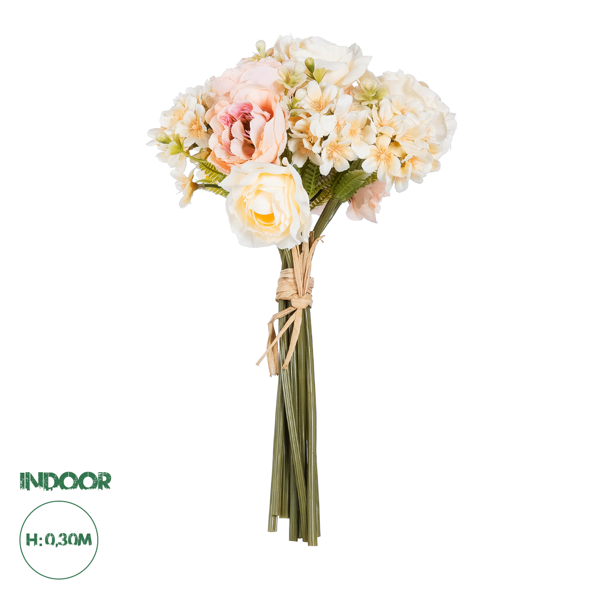 GloboStar® Artificial Garden PEONY FLOWER BOUQUET 21087 Τεχνητό Διακοσμητικό Μπουκέτο Παιώνιας Y30cm