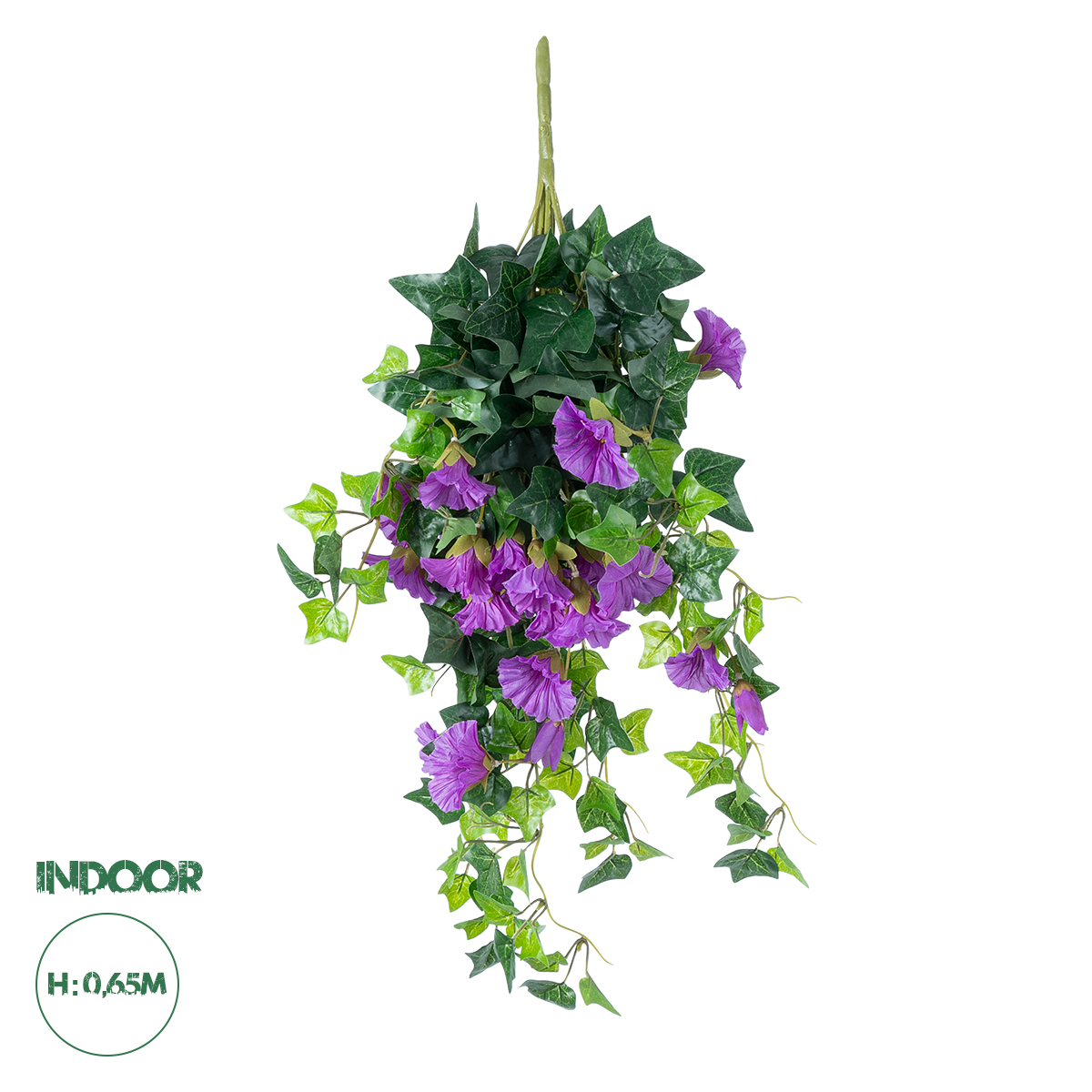 GloboStar® Artificial Garden MORNING GLORY HANGIN PLANT 21132 Τεχνητό Διακοσμητικό Κρεμαστό Κλαδί Ορτανσίας Y65cm