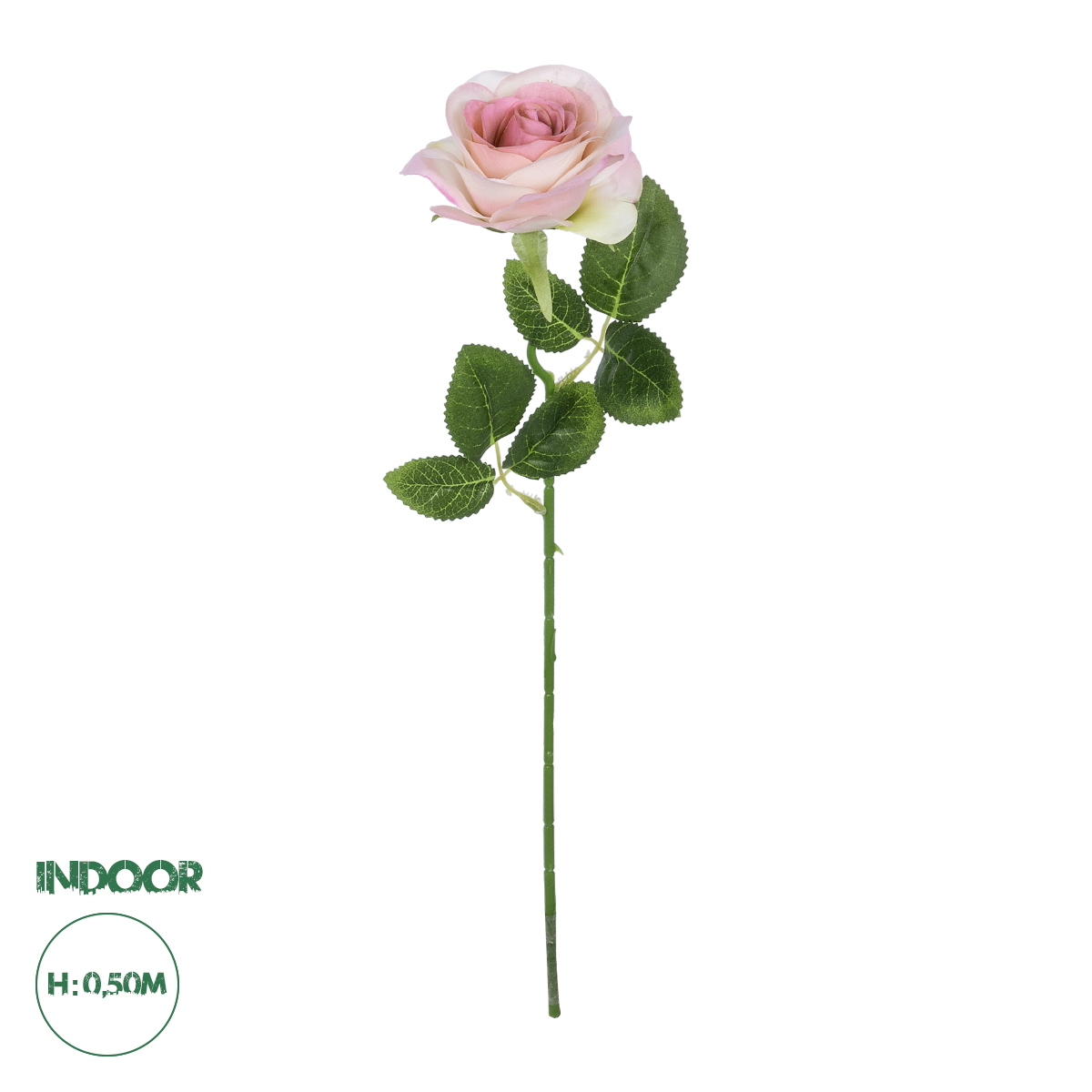 GloboStar® Artificial Garden LIGHT PINK ROSE BRANCH 21137 Τεχνητό Διακοσμητικό Κλαδί Ανοιχτό ΡοζΤριαντάφυλλο Y50cm