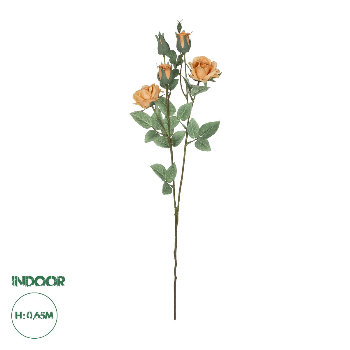 GloboStar® Artificial Garden SALMON ROSE BRANCH 21149 Τεχνητό Διακοσμητικό Κλαδί Σαμπανιζέ Τριαντάφυλλο Y65cm