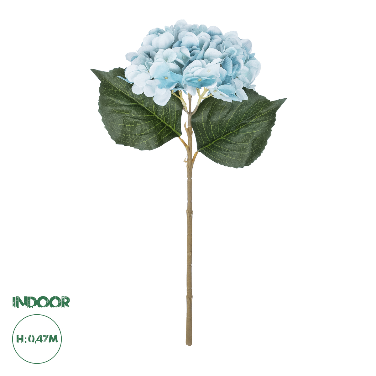 GloboStar® Artificial Garden SKY BLUE HYDRANGEA BRANCH 21177 Τεχνητό Διακοσμητικό Κλαδί Ορτανσίας Γαλάζιο Y47cm