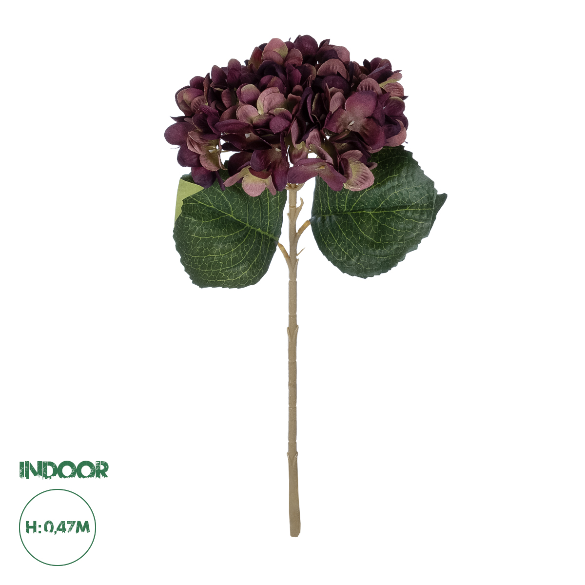 GloboStar® Artificial Garden DARK RED HYDRANGEA BRANCH 21180 Τεχνητό Διακοσμητικό Κλαδί Ορτανσίας Βαθύ Κόκκινο Y47cm