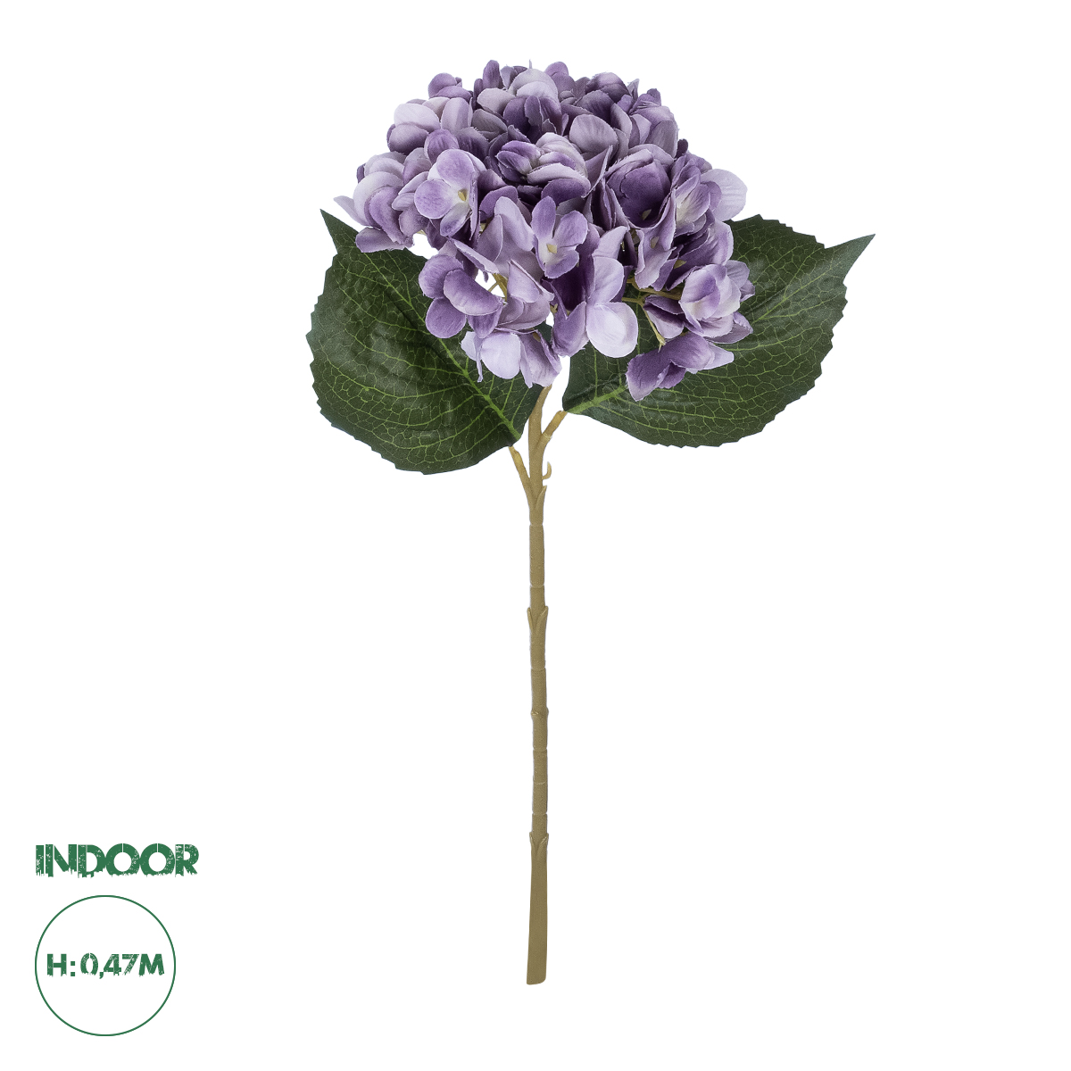 GloboStar® Artificial Garden PURPLE HYDRANGEA BRANCH 21181 Τεχνητό Διακοσμητικό Κλαδί Ορτανσίας Βαθύ Μωβ Y47cm