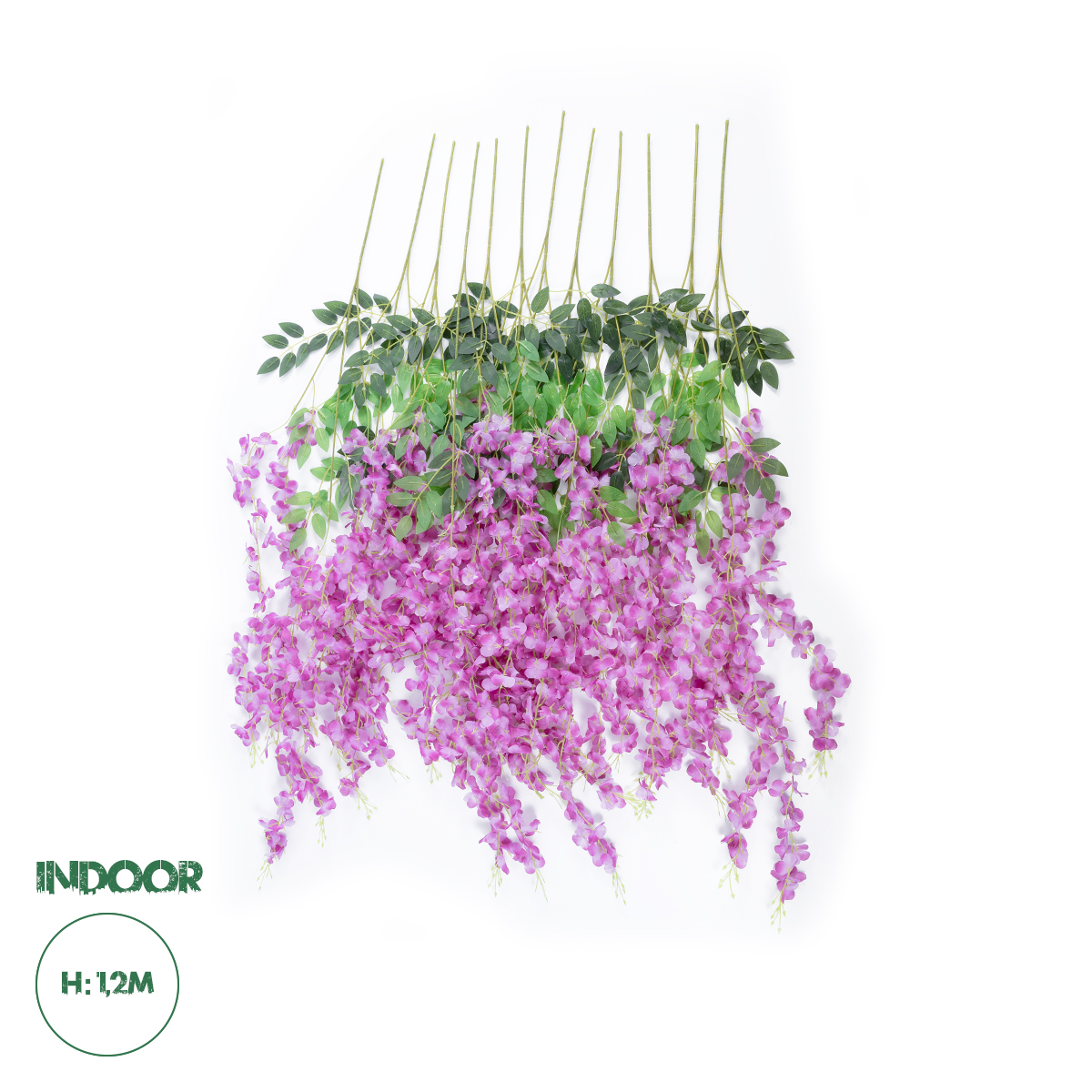 GloboStar® Artificial Garden PURPLE WISTERIA FLOWER BRANCH 21510 Σετ 12 Τεχνητά Διακοσμητικά κλαδιά Βιστέριας Μωβ Φ45 x Υ120cm