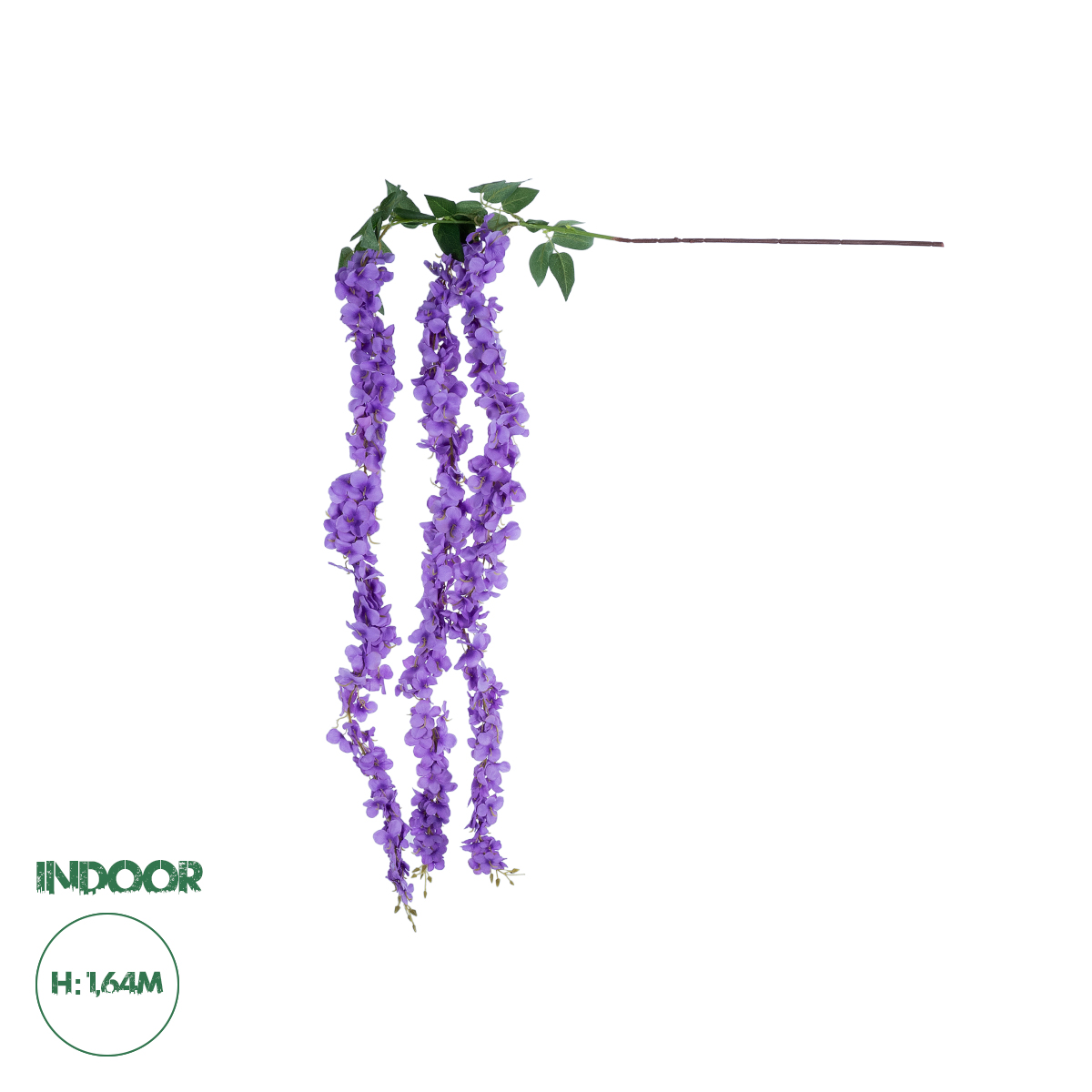 GloboStar® Artificial Garden PURPLE WISTERIA FLOWER BRANCH 21517 Τεχνητό Διακοσμητικό κλαδί Βιστέρια Μωβ Φ45 x Υ164cm