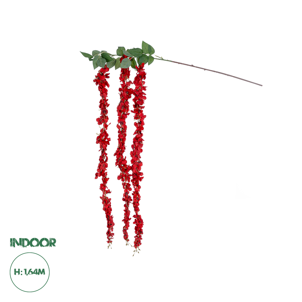 GloboStar® Artificial Garden RED WISTERIA FLOWER BRANCH 21519 Τεχνητό Διακοσμητικό κλαδί Βιστέρια Κόκκινο Φ45 x Υ164cm