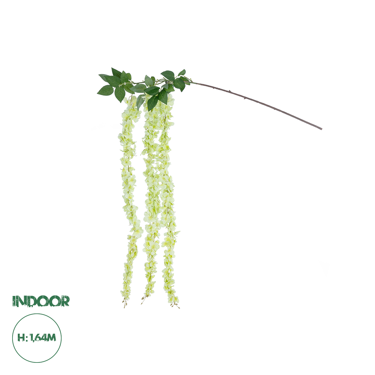 GloboStar® Artificial Garden GREEN WISTERIA FLOWER BRANCH 21520 Τεχνητό Διακοσμητικό κλαδί Βιστέρια Πράσινο Φ45 x Υ164cm