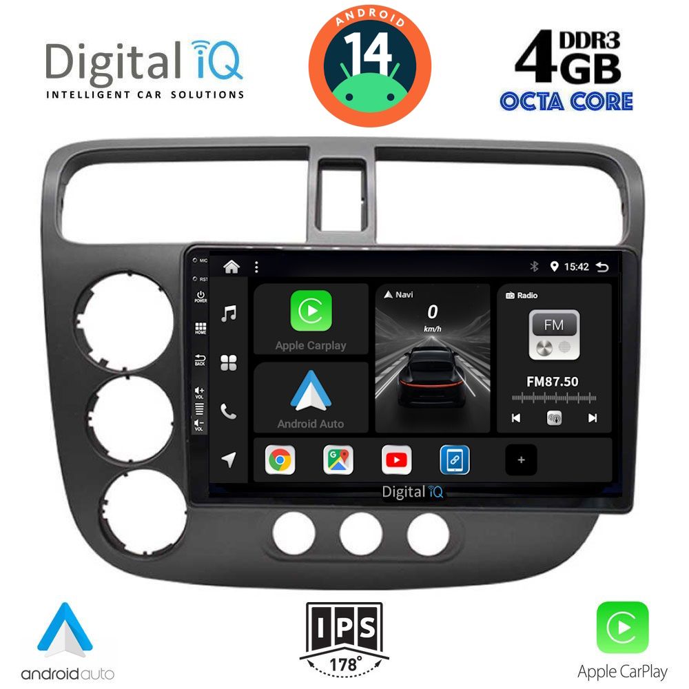 DIGITAL IQ BXF 6187_CPA (9inc) MULTIMEDIA TABLET for HONDA CIVIC 4D mod. 2001-2006