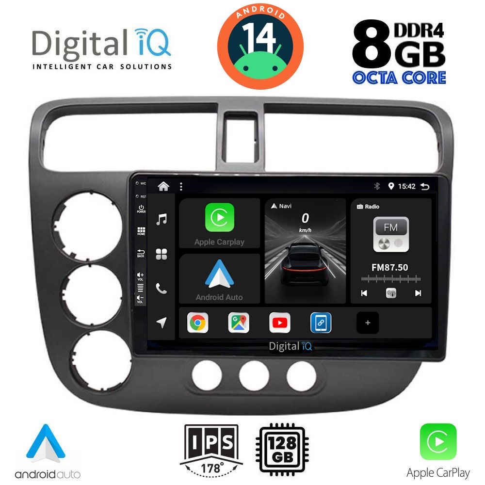 DIGITAL IQ BXF 7187_CPA (9inc) MULTIMEDIA TABLET for HONDA CIVIC 4D mod. 2001-2006