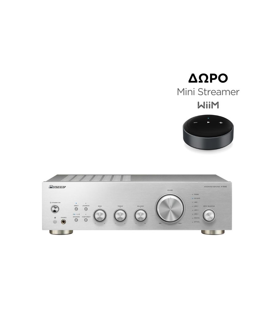 Pioneer A-40AE Ολοκληρωμένος Ενισχυτής 2 Καναλιών 60W + 60W Silver (Τεμάχιο) +ΔΩΡΟ Wiim Mini Streamer 26145