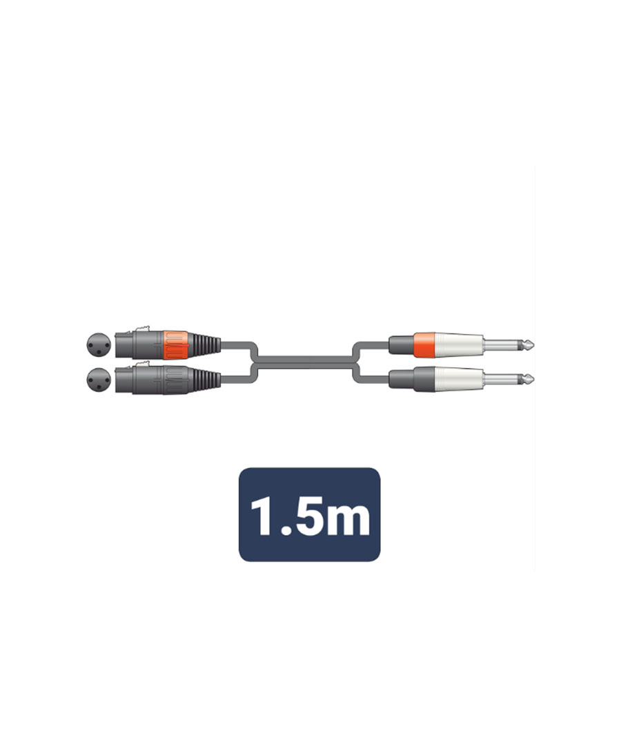 26J-2XF150 Καλώδιο Ήχου 2 x XLR Female - 2 x 6.3mm Mono Jack Plugs 1.5m (Τεμάχιο) 20108