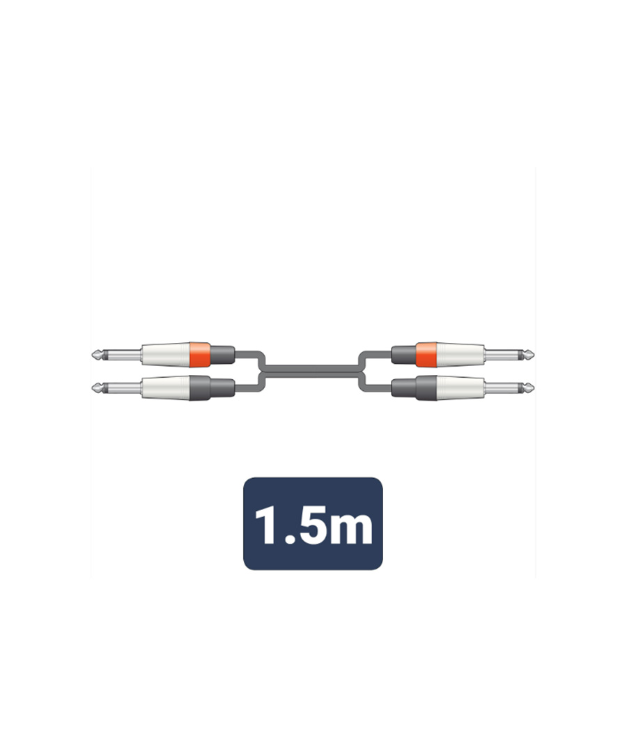 2M6J-J150 Καλώδιο Ήχου 2 x 6.3mm Mono Jack Plugs - 2 x 6.3mm Mono Jack Plugs 1m (Τεμάχιο) 20117