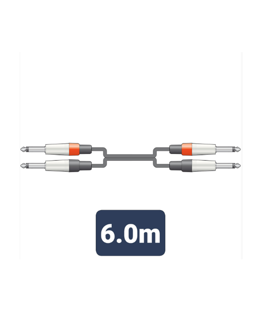 2M6J-J600 Καλώδιο Ήχου 2 x 6.3mm Mono Jack Plugs - 2 x 6.3mm Mono Jack Plugs 6m (Τεμάχιο) 20125