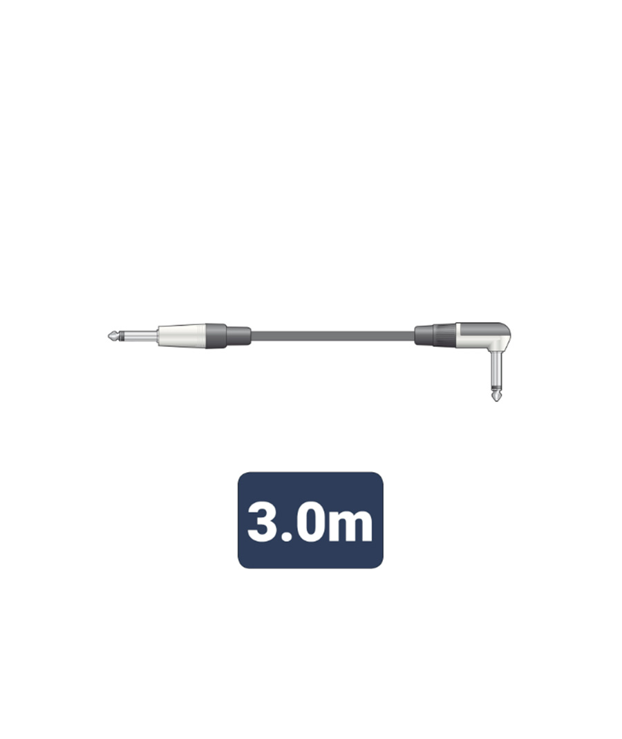 M6J-90J300 Καλώδιο Κιθάρας σε Ορθή Γωνία 6.3mm Mono Jack Plug - 6.3mm Mono Jack Plug 3m (Τεμάχιο) 20123