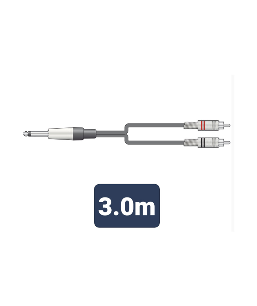 M6J-2R300 Καλώδιο Ήχου 6.3mm Mono Jack Plug - 2 x RCA Plugs 3m (Τεμάχιο) 20119