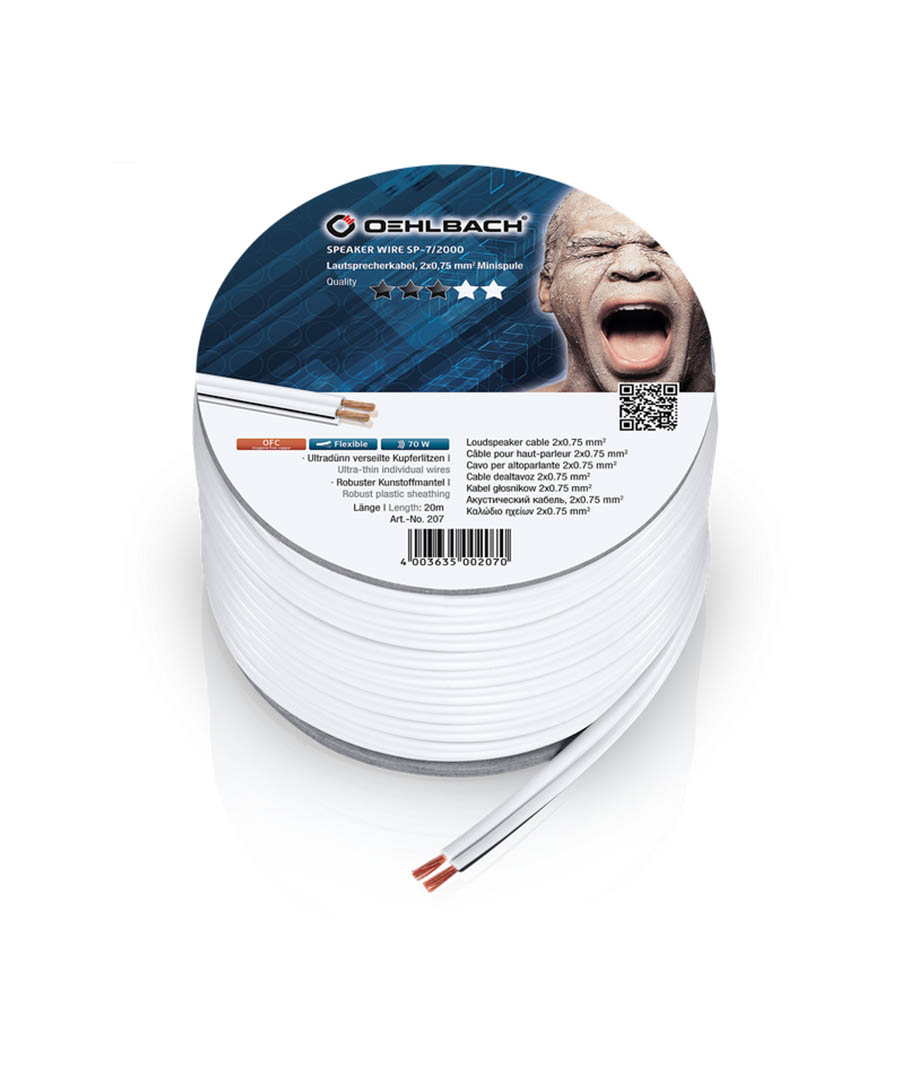 Oehlbach Speaker Wire SP-7 Καλώδιο Ηχείων 2 x 0,75 mm² 20m Λευκό (Τεμάχιο) 20341