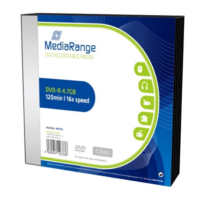 MediaRange DVD-R 120' 4.7GB 16x Slimcase Pack x 5 (MR418)