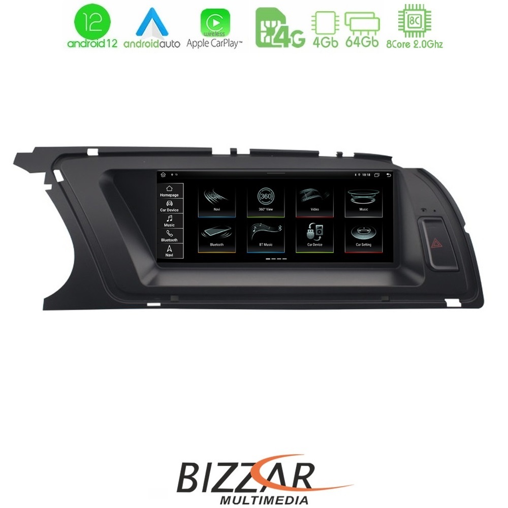 Bizzar oem Audi a4 (B8) 2013-2015 (με Mmi3g) 8.8 Android12 8core 4+64gb Navigation Multimedia Station u-am-Au26h-a4f