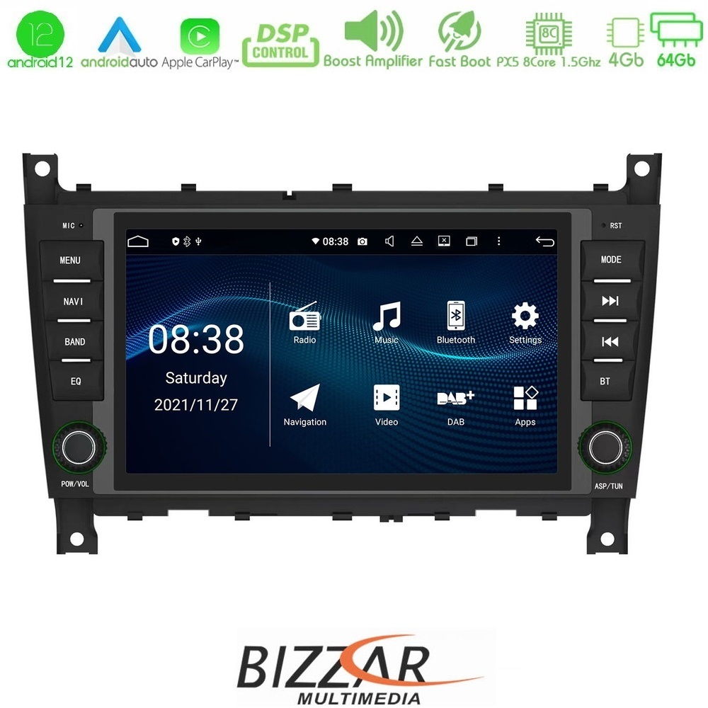 Bizzar Mercedes W203 Facelift oem 8core Android12 4+64gb Navigation Multimedia Deckless 8 (Oem Style) u-px5-Mb17