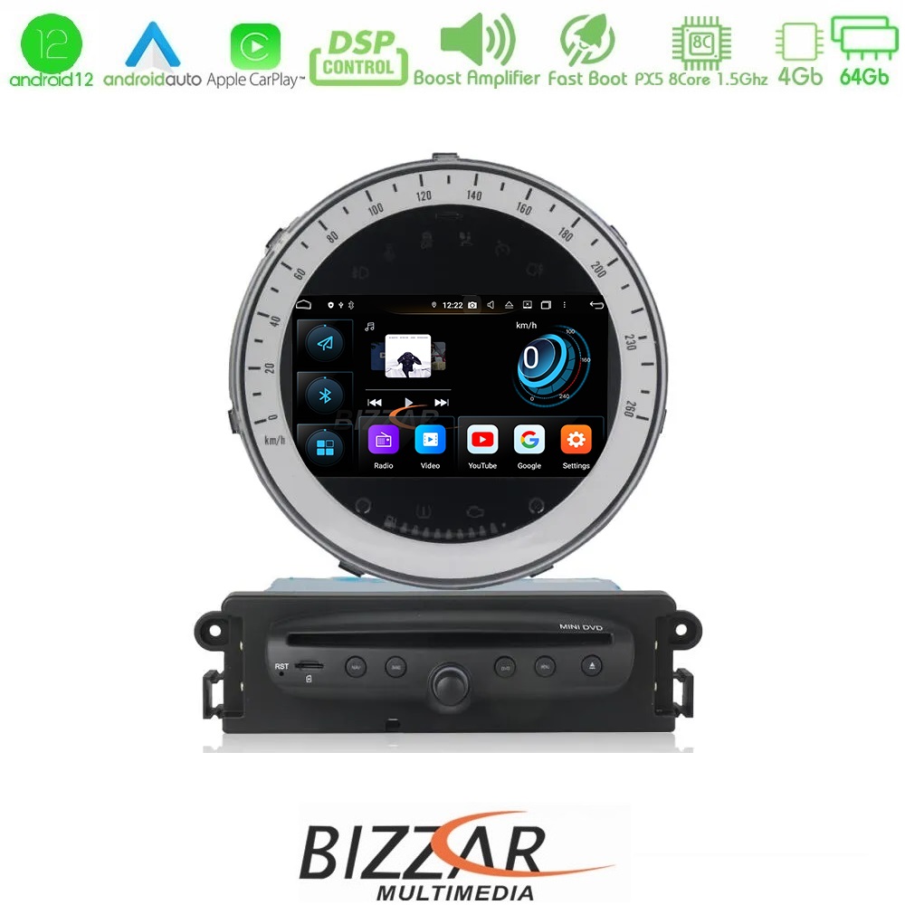 Bizzar Mini Cooper/countryman (R60/r56) οεμ 8core Android12 4+64gb Navigation Multimedia Deckless 7 (Oem Style) u-px5-Mn60