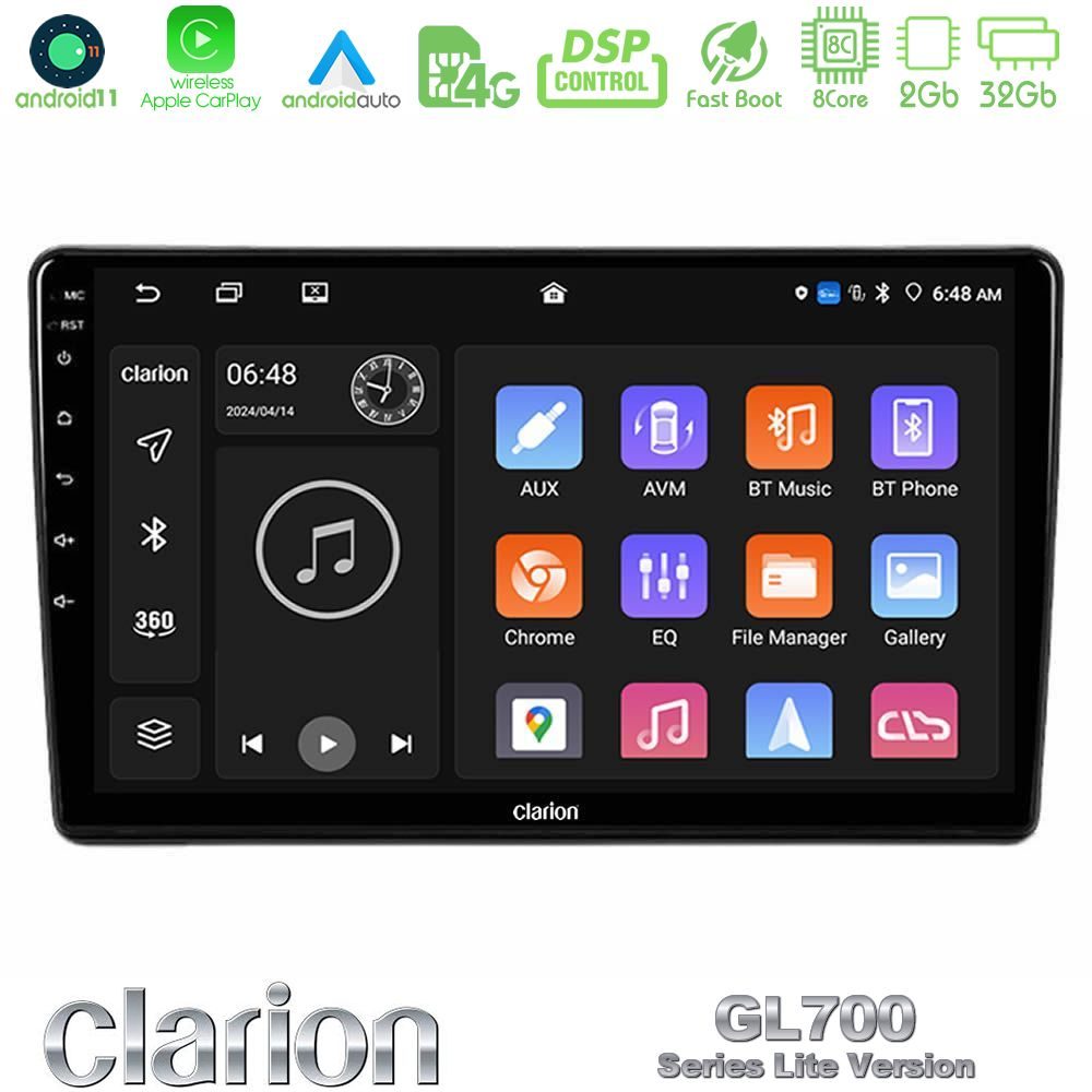 Clarion Gl700 Lite Series 8core Android11 2+32gb Alfa Romeo 159/brera/spider Navigation Multimedia Tablet 9 με Carplay &Amp; Android Auto u-G72l-Ar2863