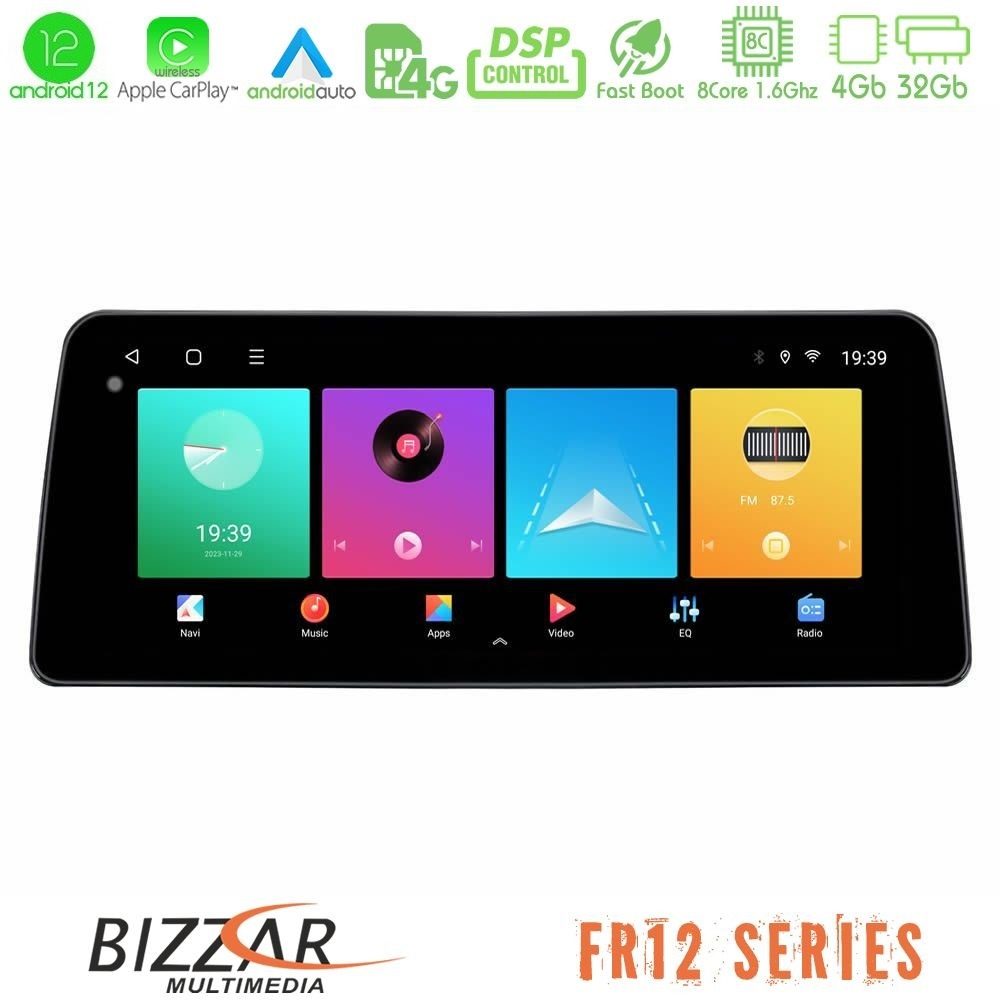 Bizzar car pad Fr12 Series Fiat Grande Punto 2006-2011 8core Android 12 4+32gb Navigation Multimedia Tablet 12.3 u-Fr12-Ft1781