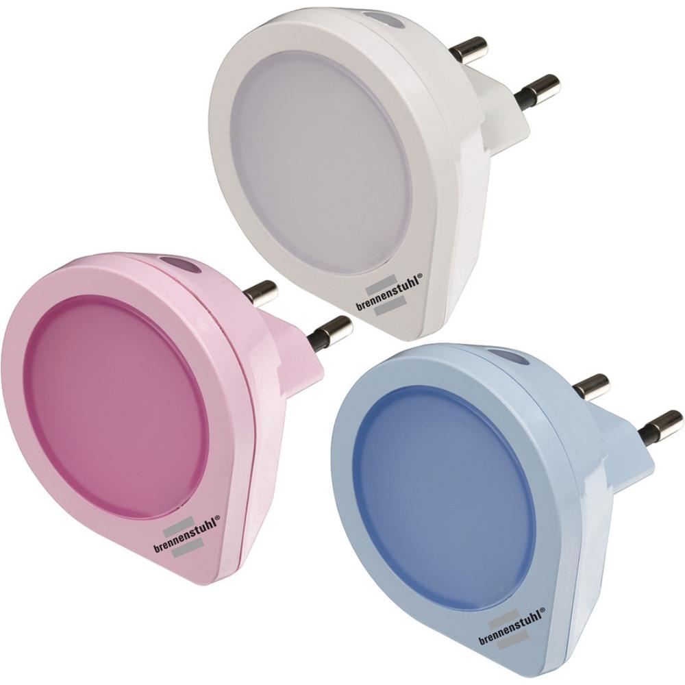 Brennenstuhl NL 01 QD LED Φωτάκια Νυκτός 1.5lm με Φωτοκύτταρο Set White, Pink, Blue (1173180) (BNN1173180)