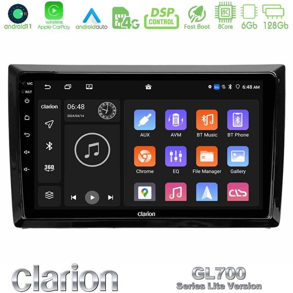 Clarion Gl700 Lite Series 8core Android11 6+128gb vw Beetle Navigation Multimedia Tablet 9 με Carplay &Amp; Android Auto u-G76l-Vw886