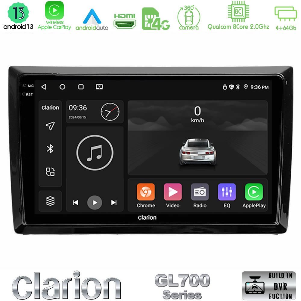 Clarion Gl700 Series 8core Android13 4+64gb vw Beetle Navigation Multimedia Tablet 9 με Carplay &Amp; Android Auto u-gl7-Vw886