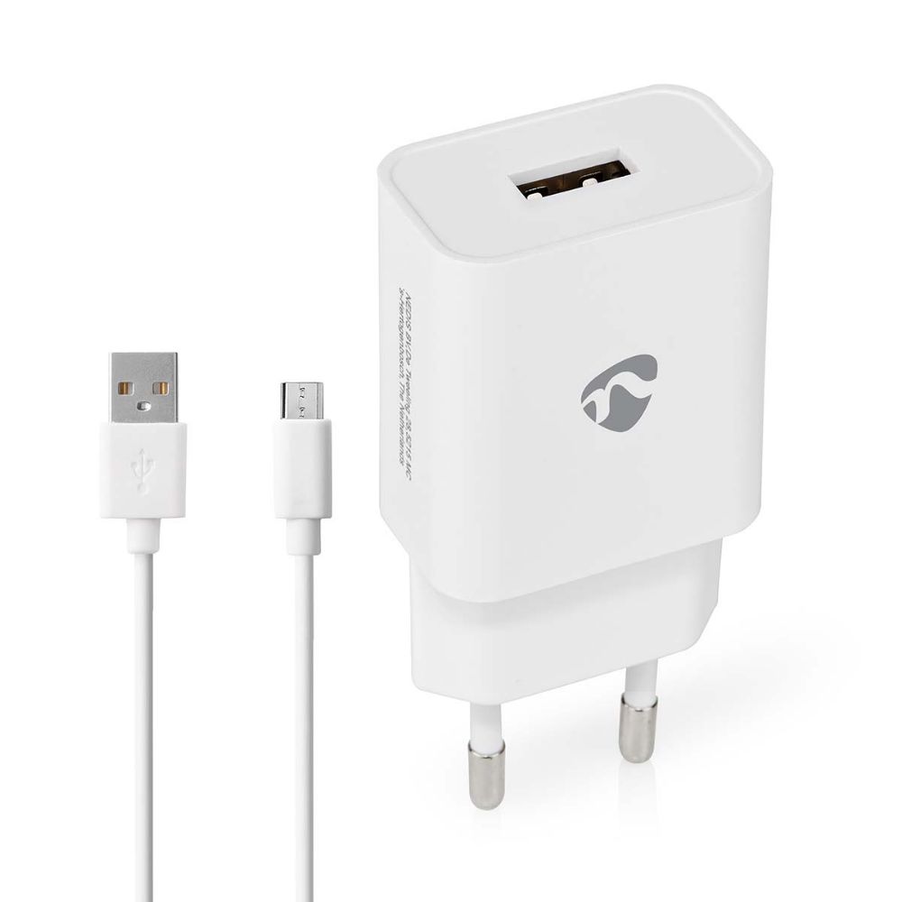 Nedis Φορτιστής με Θύρα USB-A και Καλώδιο micro USB 10.50W Λευκός (WCHAM212A) (NEDWCHAM212AWT)