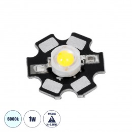 GloboStar® 73740 High Power Star LED - Υψηλής Ισχύος Star LED 1W DC 3.2V Ψυχρό Λευκό 6000K Φ2 x Υ0.6cm - 2 Χρόνια Εγγύηση