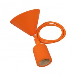Πορτοκαλί Κρεμαστό Φωτιστικό Οροφής Σιλικόνης με Υφασμάτινο Καλώδιο 1 Μέτρο E27 GloboStar Orange 91005