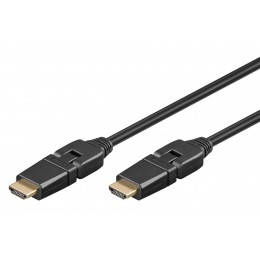 GOOBAY καλώδιο HDMI 61283 με Ethernet, 360°, 4K/60Hz 18Gbps, 1.5m, μαύρο