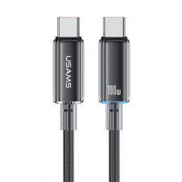 USAMS καλώδιο USB-C σε USB-C US-SJ660, 100W, 480Mbps, 1.2m, μαύρο