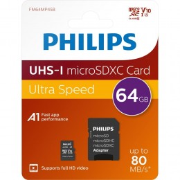 Philips 2-Pack microSDXC 64GB Class 10 U1 V10 A1 UHS-I με αντάπτορα (PHMSDA64GUHSIU1P2) (PHIPHMSDA64GUHSIU1P2)