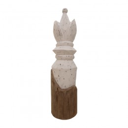 Διακοσμητικό πιόνι σκακιού Kras Inart φυσικό-λευκό μάνγκο ξύλο 10x10x39.5εκ