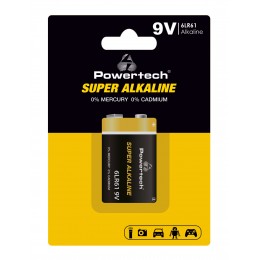POWERTECH αλκαλική μπαταρία Super Alkaline PT-1215, 9V, 1τμχ