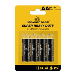 POWERTECH μπαταρίες Zinc Carbon Super Heavy Duty PT-1219, AA, 1.5V, 4τμχ