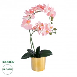 GloboStar® Artificial Garden SALMON PINK ORCHID 21129 Διακοσμητικό Φυτό Φούξια Ορχιδέα Υ43cm