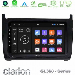 Clarion Gl300 Series 4core Android11 2+32gb vw Polo Navigation Multimedia Tablet 9 με Carplay & Android Auto u-gl3-Vw6901bl