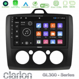 Clarion Gl300 Series 4core Android11 2+32gb Ford Focus Manual ac Navigation Multimedia Tablet 9 (Μαύρο Χρώμα) με Carplay &Amp; Android Auto u-gl3-Fd0041mb