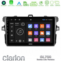 Clarion Gl700 Lite Series 8core Android11 6+128gb Toyota Corolla 2007-2012 Navigation Multimedia Tablet 9 με Carplay &Amp; Android Auto u-G76l-Ty0502