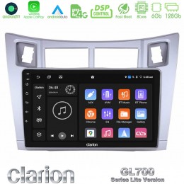 Clarion Gl700 Lite Series 8core Android11 6+128gb Toyota Yaris Navigation Multimedia Tablet 9 (Ασημί Χρώμα) με Carplay &Amp; Android Auto u-G76l-Ty626s