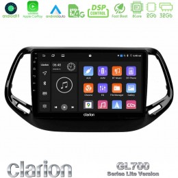 Clarion Gl700 Lite Series 8core Android11 2+32gb Jeep Compass 2017&gt; Navigation Multimedia Tablet 10 με Carplay &Amp; Android Auto u-G72l-Jp0143