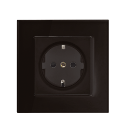 GERMAN TYPE SOCKET 16A GLASS FRAME BLACK+C. BOX