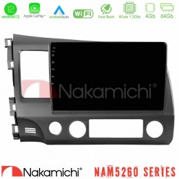 Nakamichi Nam5260 Series 4core Android12 4+64gb Honda Civic 2006-2011 Navigation Multimedia Tablet 9 με Carplay &Amp; Android Auto u-n44-Hd908